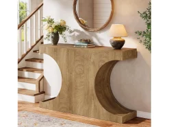 Mesa de Consola Rustica, Mesa de Sofá Rustica de 105cm com Pernas em Forma de C