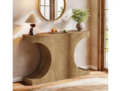 Mesa de Consola Rustica, Mesa de Sofá Rustica de 105cm com Pernas em Forma de C