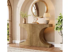 Mesa de Consola Rustica, Mesa de Sofá Rustica de 105cm com Pernas em Forma de C