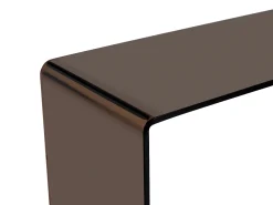 Mesa de consola vintage curva em vidro temperado - Castanho - ALONZO