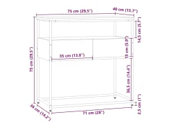 Mesa de console Carvalho Sonoma 75x40x75 cm Madeira projetada