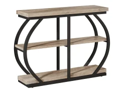 Mesa de Console 105cm, Mesa de Entrada Industrial de 3 Andares com Quadro de Metal Arcoado e Prateleiras de Armazenamento