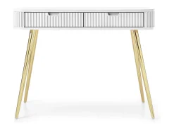 Mesa de console com 2 gavetas e pés dourados foscos 103x80 cm