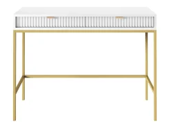 Mesa de console com 2 gavetas e pés de metal dourado 104x78 cm