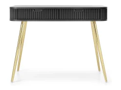 Mesa de console com 2 gavetas e pés dourados foscos 103x80 cm