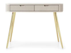 Mesa de console com 2 gavetas e pés dourados foscos 103x80 cm