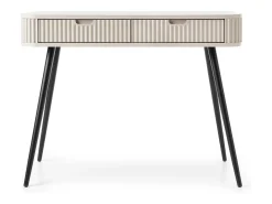 Mesa de console com 2 gavetas e pés pretos foscos, 103x80 cm