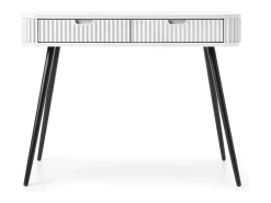 Mesa de console com 2 gavetas e pés pretos foscos, 103x80 cm