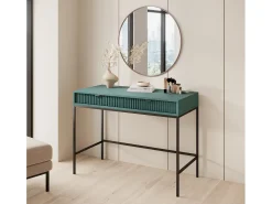 Mesa de console com 2 gavetas e pés de metal preto 104x78 cm