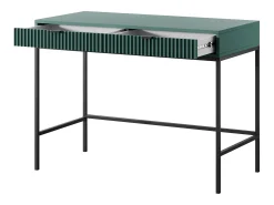 Mesa de console com 2 gavetas e pés de metal preto 104x78 cm
