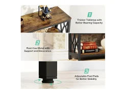 Mesa de Console com Prateleiras de Armazenamento, Mesa de Sofá Industrial de 180cm com 3 Andares para Sala de Estar