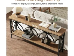 Mesa de Console com Prateleira Mesa de Sofá Estreita de 160cm Mesa de Corredor