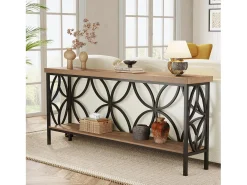Mesa de Console com Prateleira Mesa de Sofá Estreita de 160cm Mesa de Corredor