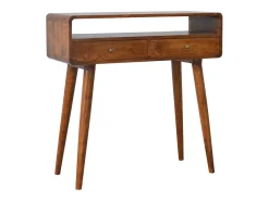 Mesa de console curva em castanheiro