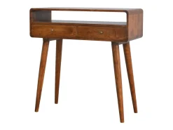 Mesa de console curva em castanheiro