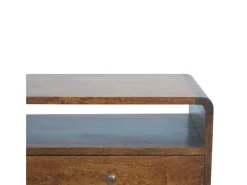 Mesa de console curva em castanheiro
