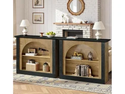 Mesa de Console de 3 Camadas, Mesa de Entrada de 110cm com Armazenamento para Foyer, Corredor