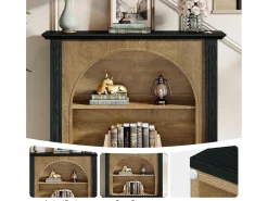 Mesa de Console de 3 Camadas, Mesa de Entrada de 110cm com Armazenamento para Foyer, Corredor
