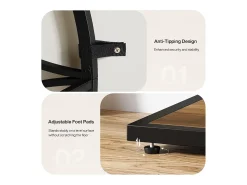 Mesa de console de 120 cm, Mesa para sofá industrial de dois níveis com estrutura metálica geométrica, Mesas estreitas para entrada decorativas