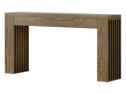 Mesa de console de 150 cm para sala de estar, mesa para entrada em estilo casa de campo com pernas em listras verticais