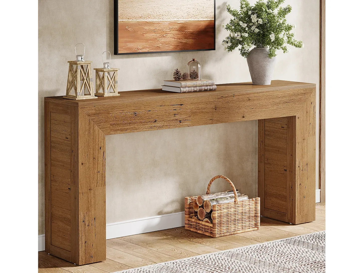 Mesa de console de 160 cm para entrada, console de sofá de fazenda para trás do sofá