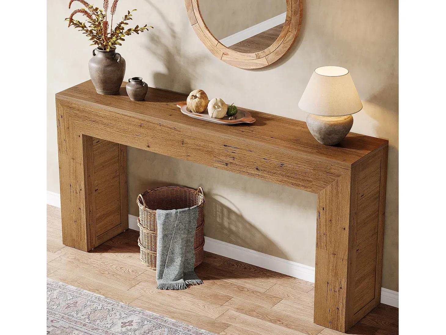 Mesa de console de 160 cm para entrada, console de sofá de fazenda para trás do sofá