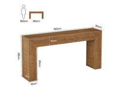 Mesa de console de 160 cm para entrada, console de sofá de fazenda para trás do sofá