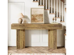 Mesa de console de 160 cm para entrada MDF Rustic Brown de fazenda