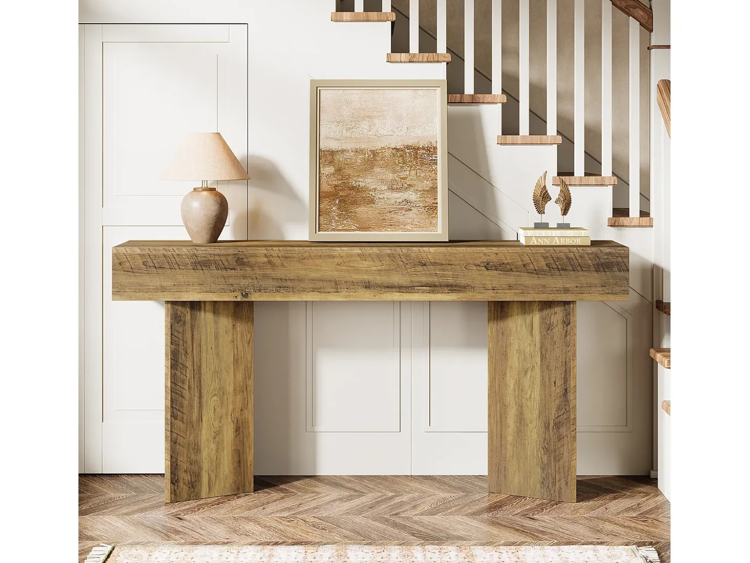 Mesa de console de 160 cm para entrada MDF Rustic Brown de fazenda