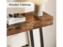 Mesa de Console de 103cm com Quadro Metálico Geométrico, Mesas de Entrada, Prateleiras de Armazenamento, 2 Camadas