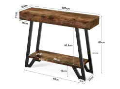 Mesa de Console de 103cm com Quadro Metálico Geométrico, Mesas de Entrada, Prateleiras de Armazenamento, 2 Camadas
