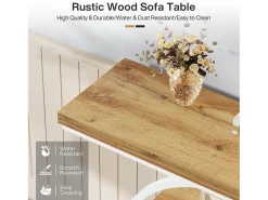 Mesa de Console de 105cm, Mesa de Sofá Industrial de 4 Andares com Base Circular para Entrada