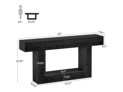 Mesa de Console de 160cm, Mesa de Sofá de 2 Andares Preta Mesa de Entrada