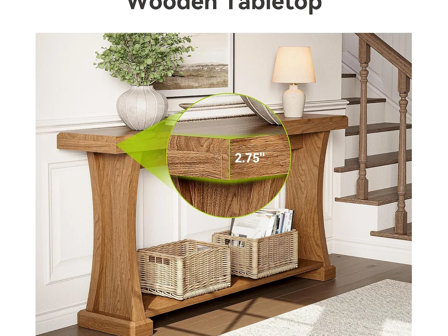 Mesa de Console de 160cm para Entrada, Mesa de Entrada de 2 Andares Atrás do Sofá