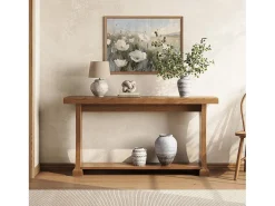 Mesa de Console de 160cm para Entrada, Mesa de Entrada de 2 Andares Atrás do Sofá
