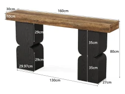 Mesa de Console de 160cm, Visual de Alta Resistência, Mesa para Atrás de Sofá