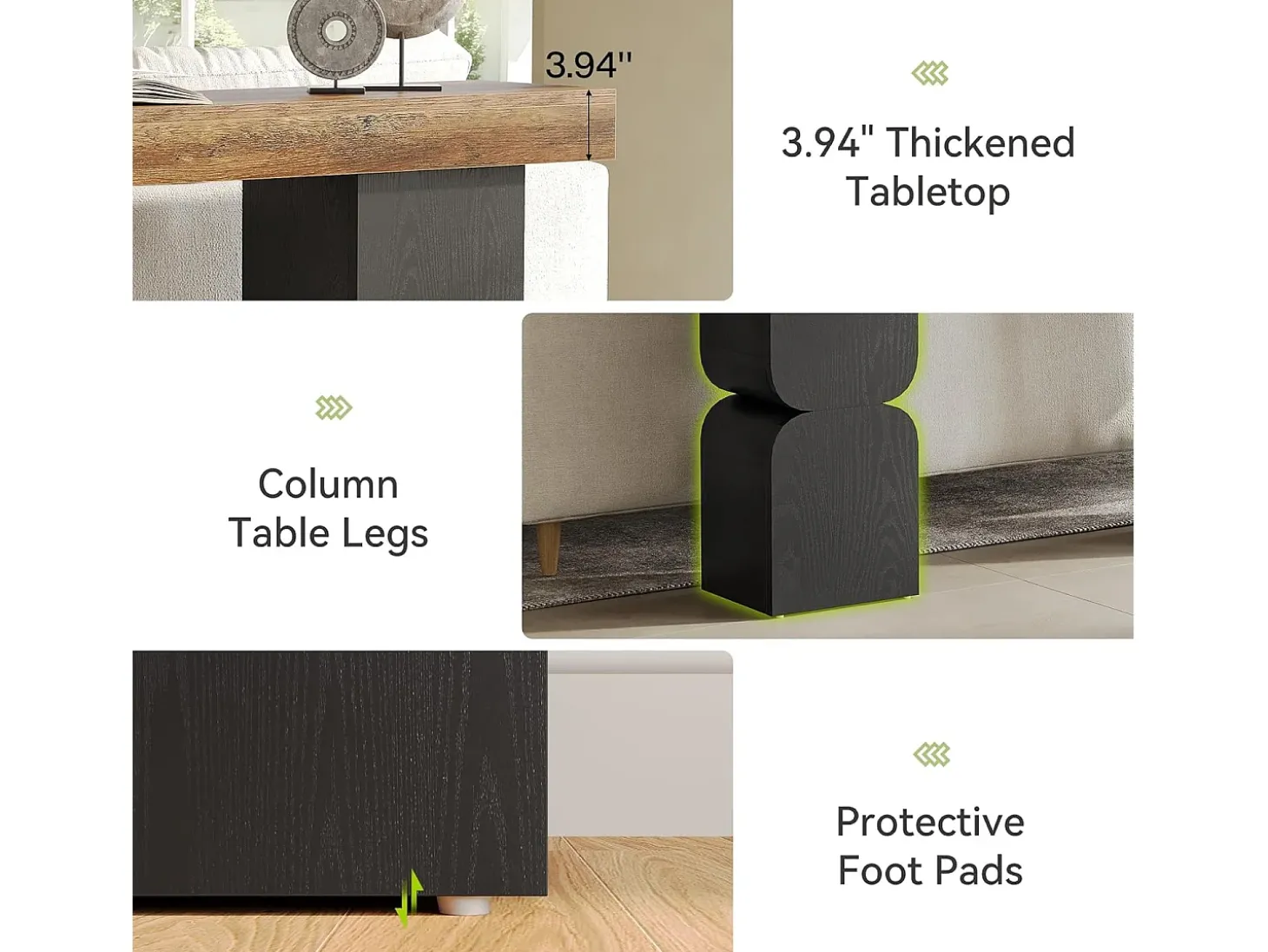 Mesa de Console de 160cm, Visual de Alta Resistência, Mesa para Atrás de Sofá