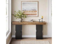 Mesa de Console de 160cm, Visual de Alta Resistência, Mesa para Atrás de Sofá