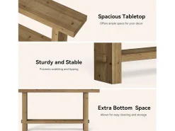 Mesa de console de madeira sólida de 160 cm, mesa estreita de entrada de fazenda de dois níveis para corredor, entrada