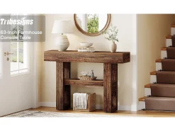 Mesa de console de quinta com 105 cm, mesa estreita para sofá de dois andares para trás do sofá