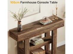 Mesa de console de quinta com 105 cm, mesa estreita para sofá de dois andares para trás do sofá