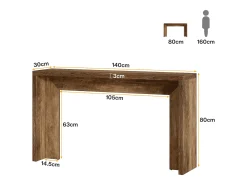 Mesa de console em estilo fazenda, mesa de 140 cm para sala com armazenamento para entrada.