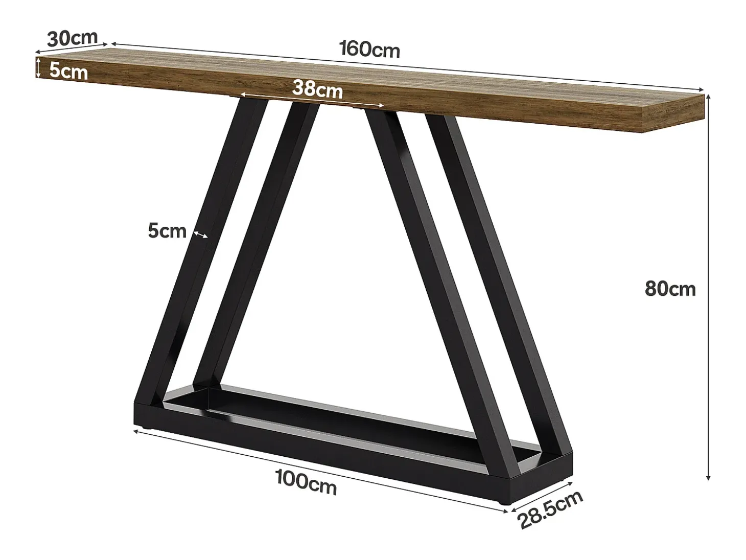 Mesa de console estreita de 160 cm – ideal como mesa de sofá atrás do sofá, design moderno para áreas de entrada