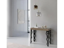 Mesa de console extensível Karamay Premium cinza pomba 90x40/300 cm