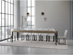 Mesa de console extensível Karamay Premium cinza pomba 90x40/300 cm