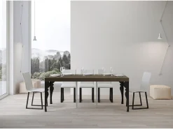 Mesa de console extensível Paxon Small Premium cinza-pombo 90x40/196 cm