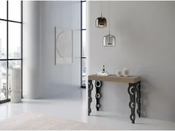 Mesa de console extensível Karamay Small Premium cinza-pombo 90x40/196 cm