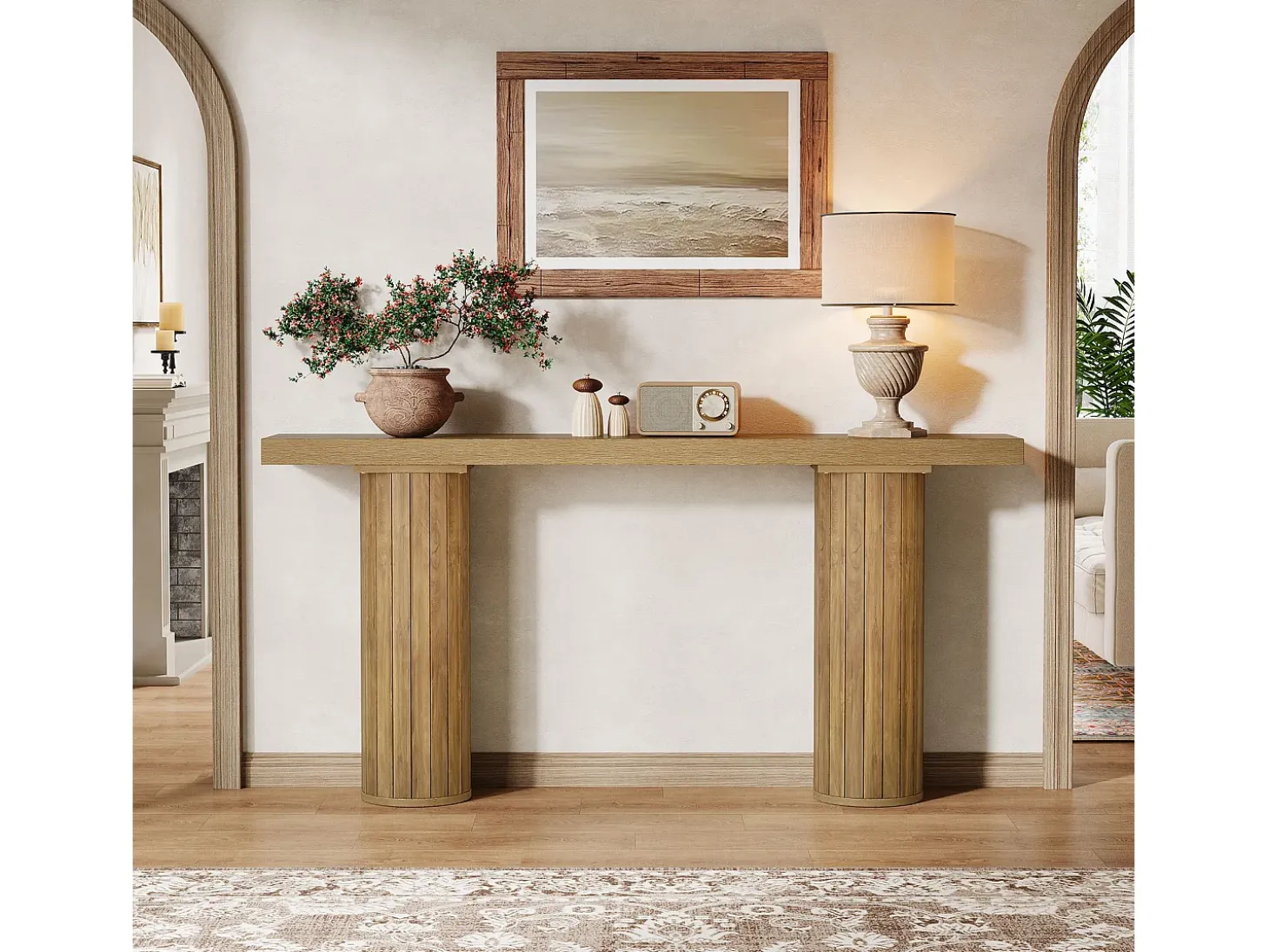 Mesa de console extra-longa de 160 cm, mesa retangular para entrada, mesa de sofá atrás do sofá