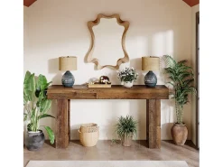 Mesa de Console, Mesa de Entrada Rural de 160cm, Mesa de Acento Retangular para Entrada, Corredor