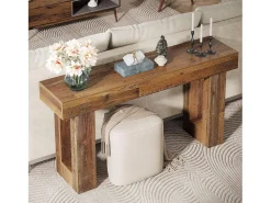 Mesa de Console, Mesa de Entrada Rural de 160cm, Mesa de Acento Retangular para Entrada, Corredor